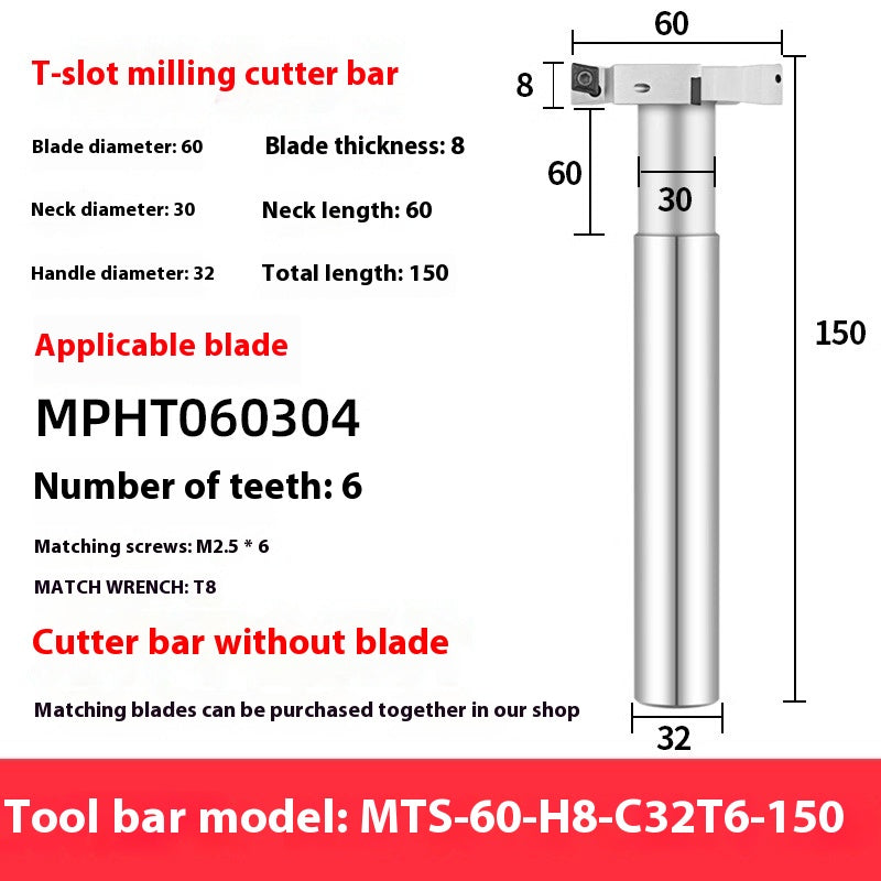 2065-T-slot milling cutter rod CNC slotting HTS three-edged machining center numerical control T-slot milling cutter rod thickness 6 8 10 12 Shandong Denso Pricision Tools Co.,Ltd.